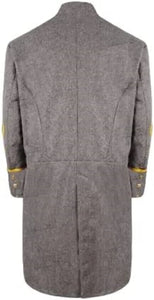 Civil War CS Officer's Single Breast 4 rows Braid Grey Wool Frock Coat - | Regalia Lodge
