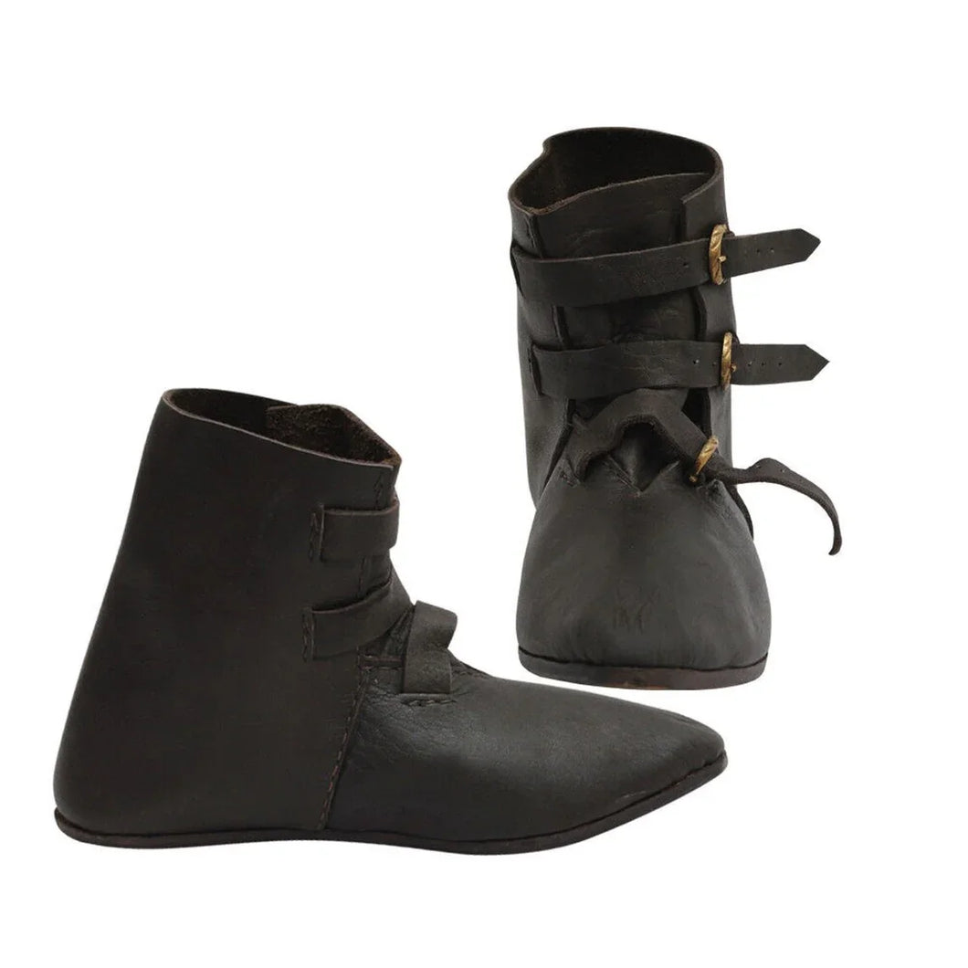 Men's Medieval Leather Shoe Middle Ages Ankle Boots with Buckles - Men's civil war Shoes & Boots | Regalia Lodge