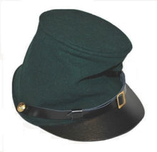 Carica l&#39;immagine nel visualizzatore di Gallery, Civil War Union Berdans Sharpshooters Forage Kepi Green Forage Leather Peak kepi | Regalia Lodge
