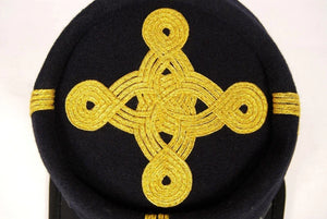Civil War Union General's Leather Peak Kepi, Complete Navy blue with 4 rows Hat | Regalia Lodge