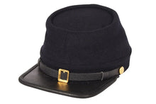 Carica l&#39;immagine nel visualizzatore di Gallery, Civil War Union Army Leather Peak Kepi, Complete Navy Blue Kepi Hat | Regalia Lodge