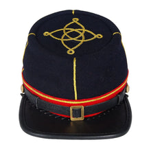 Load image into Gallery viewer, Civil War Union Artillery 1st 2nd lieutenant Leather Peak Kepi, Red band 1 row | Regalia Lodge