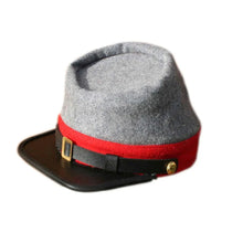 Load image into Gallery viewer, Civil War Artillery Officers Confederate Kepi, Grey with Red band Plain Hat | Regalia Lodge