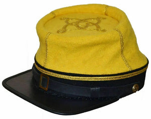 Civil War Cavalry Leather Peak 1st 2nd Lieutenant's/Captains Kepi Yellow/Black | Regalia Lodge