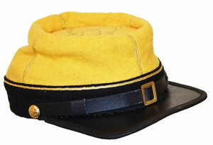 Civil War Cavalry Leather Peak 1st 2nd Lieutenant's/Captains Kepi Yellow/Black | Regalia Lodge
