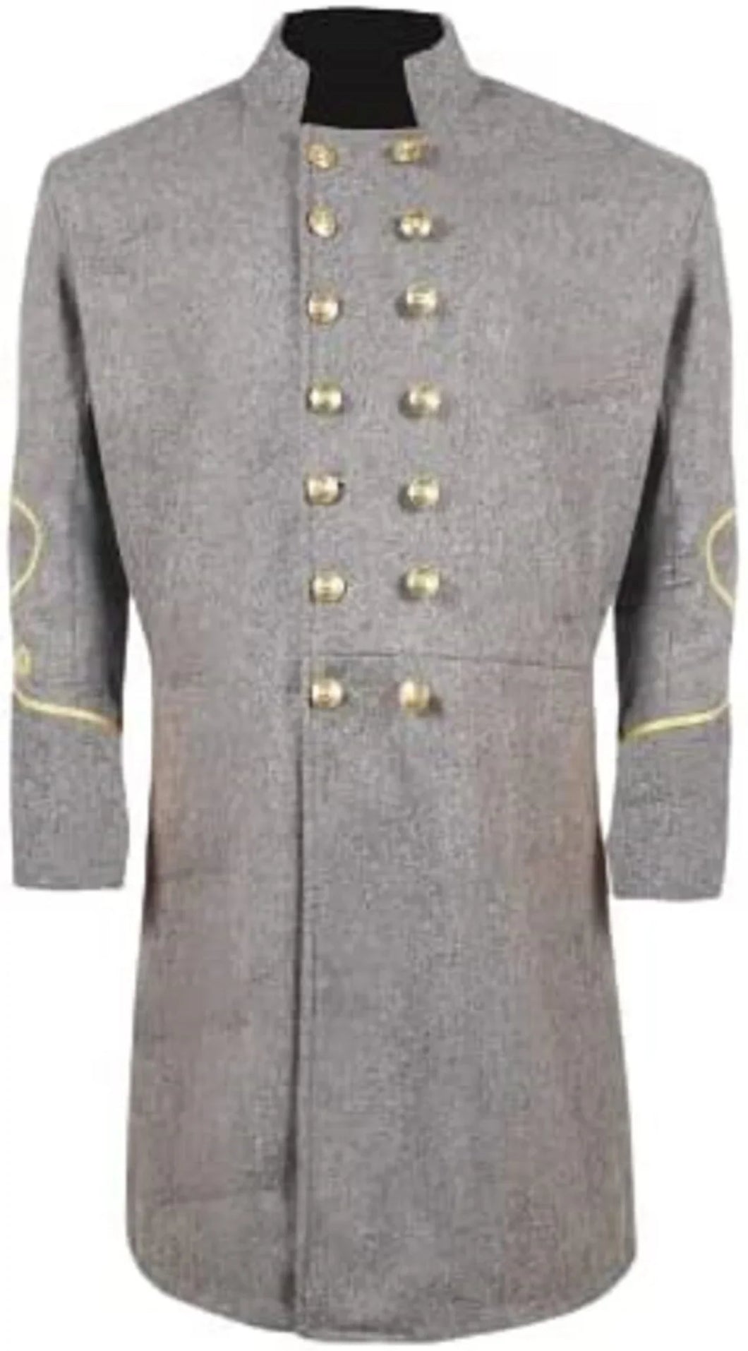 Civil War CS Officer's Double Breast 3 Rows Braid Grey Wool Frock Coat | Regalia Lodge