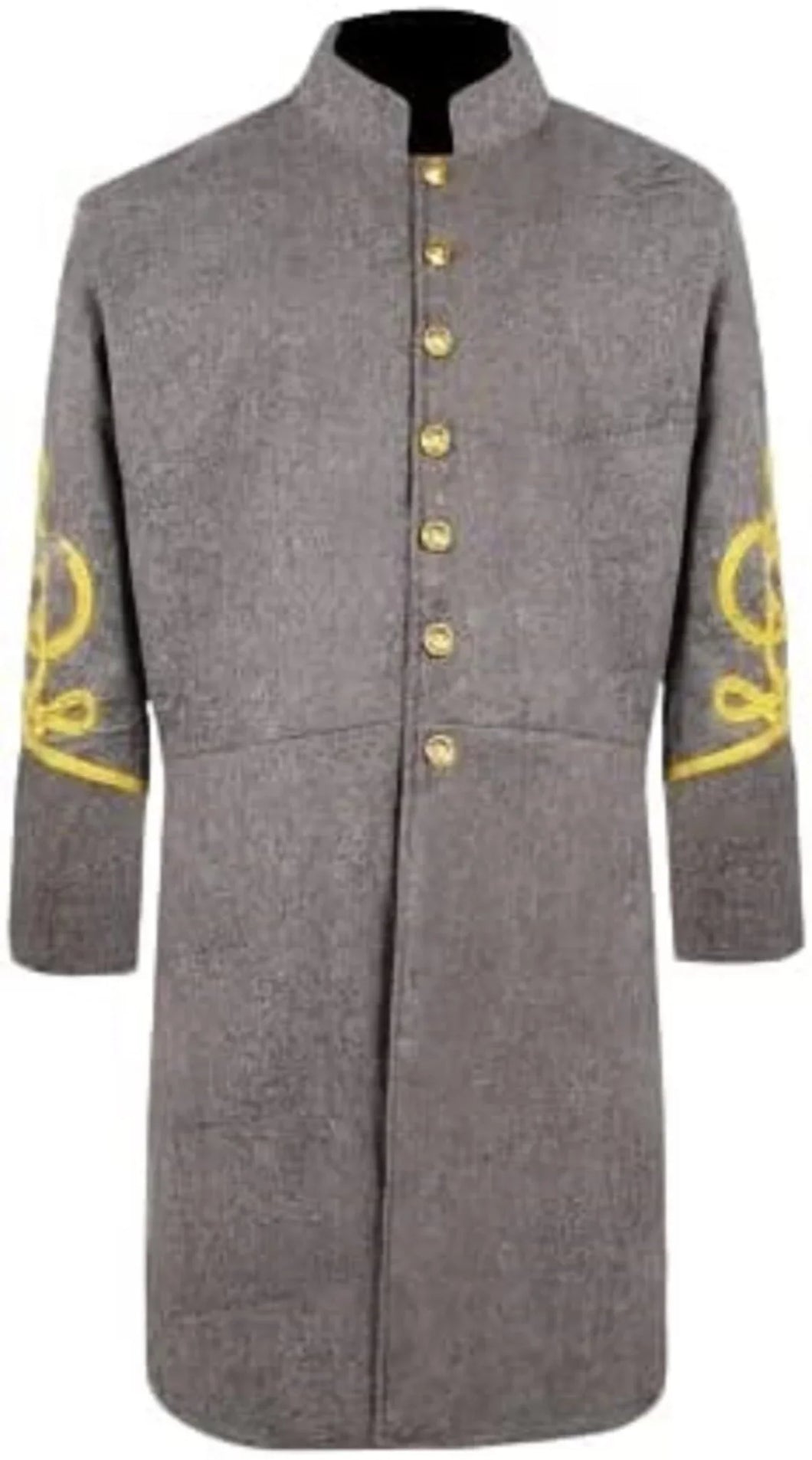 Civil War CS Officer's Single Breast 4 rows Braid Grey Wool Frock Coat - | Regalia Lodge