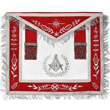 Afbeelding in Gallery-weergave laden, Masonic Blue Lodge Master Mason Silver Machine Embroidery Red Apron | Regalia Lodge