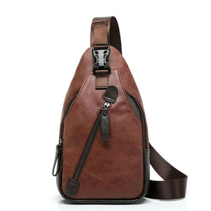 Men's Leather Sling Pack Chest Shoulder Crossbody Bag Backpack Biker | Regalia Lodge