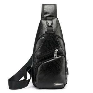 Men's Leather Sling Pack Chest Shoulder Crossbody Bag Backpack Biker | Regalia Lodge