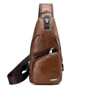 Men's Leather Sling Pack Chest Shoulder Crossbody Bag Backpack Biker | Regalia Lodge